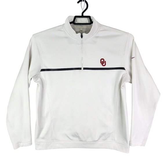 Mens White Nike Golf Tour Performance Therma-Fit OU Sweatshirt 1/4 Zip Size M - Picture 1 of 9